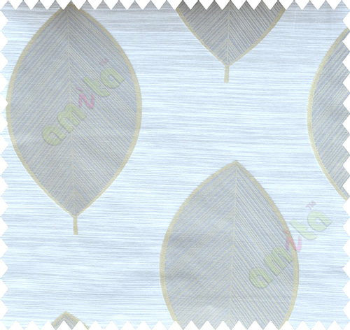 Yellow Beige Grey Banyan Leaf Polycotton Main Curtain-Designs