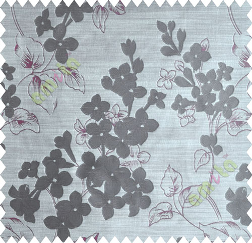 Red Brown Beige Flower Plant Polycotton Main Curtain-Designs
