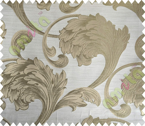 Beige Brown Traditional Floral Design Polycotton Main Curtain-Designs