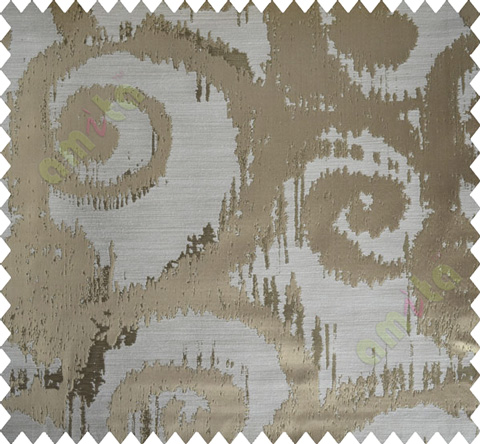 Beige Brown Motif Polycotton Main Curtain-Designs