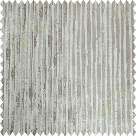 Beige Brown Vertical Natural Wooden Stripes Polycotton Main Curtain-Designs