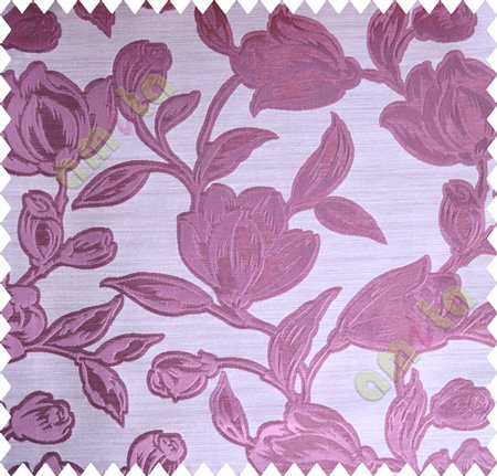 Pink Beige Floral Leaf Buds Polycotton Main Curtain-Designs