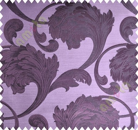 Dark Purple Traditional Floral Design Polycotton Main Curtain-Designs