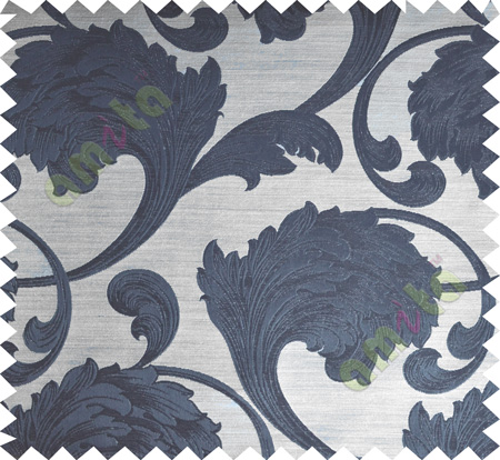 Black Brown Traditional Floral Design Polycotton Main Curtain-Designs