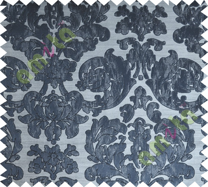 Black Brown Damask Design Polycotton Main Curtain-Designs