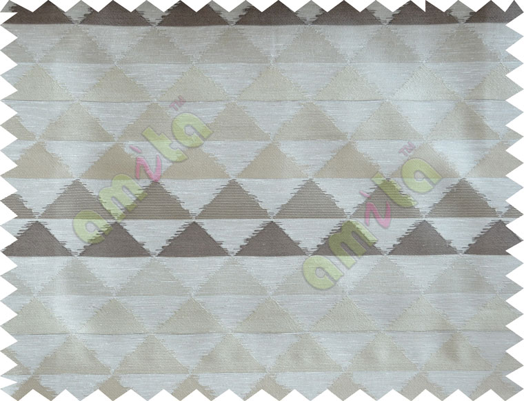 Beige Brown Cream Geometric Triangle Design Poly Fabric Main Curtain-Designs