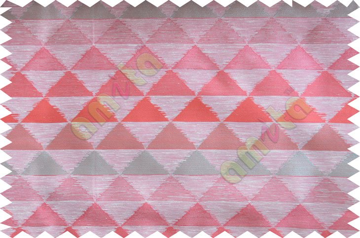Pink Blue Red Geometric Triangle Design Poly Fabric Main Curtain-Designs