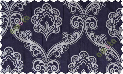 Indigo silver motiff poly main curtain designs