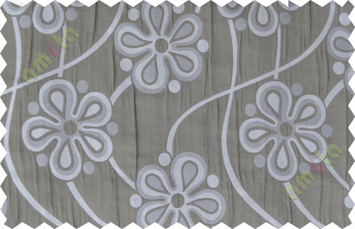 Brown grey silver motif poly main curtain designs