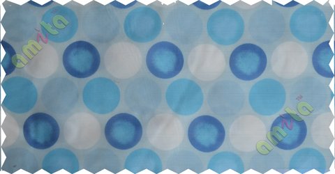 Blue white  colour geometric circles poly sheer curtain designs