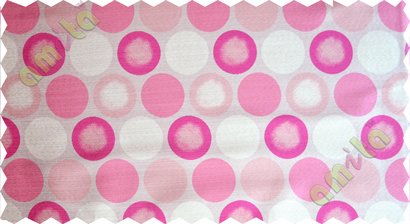 Pink white colour geometric circles poly main curtain designs