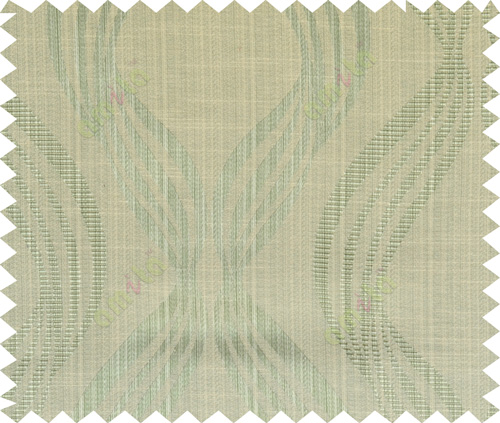 Green yellow beige colour vertical wavy stripes polycotton main curtain designs