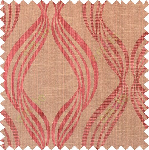 Maroon brown yellow black colour vertical wavy stripes polycotton main curtain designs