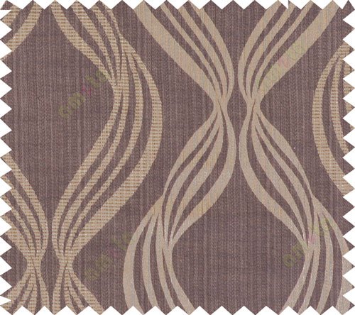Brown black color vertical wavy stripes polycotton main curtain designs