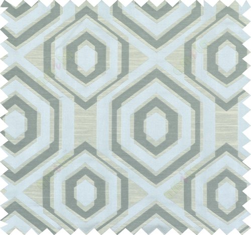 Green beige colour geometric hexagonal design polycotton main curtain designs