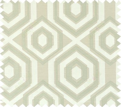 Green beige colour geometric hexagonal design polycotton main curtain designs