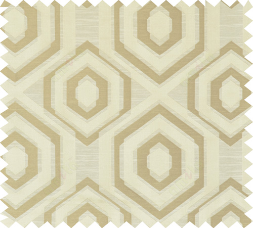 Pale yellow beige colour geometric hexagonal design polycotton main curtain designs