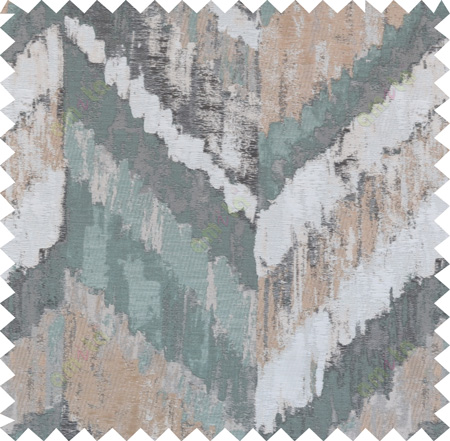 Green grey brown black colour zigzag camouflage poly main curtain designs