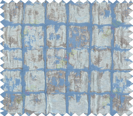Blue brown colour two layer creased geometric design poly main curtain designs