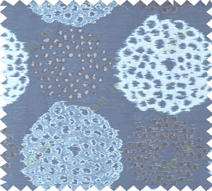 Blue brown silver colour big circle with polka dots poly main curtain designs