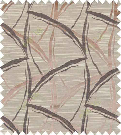 Black brown beige colour grass leaf patter polycotton main curtain designs