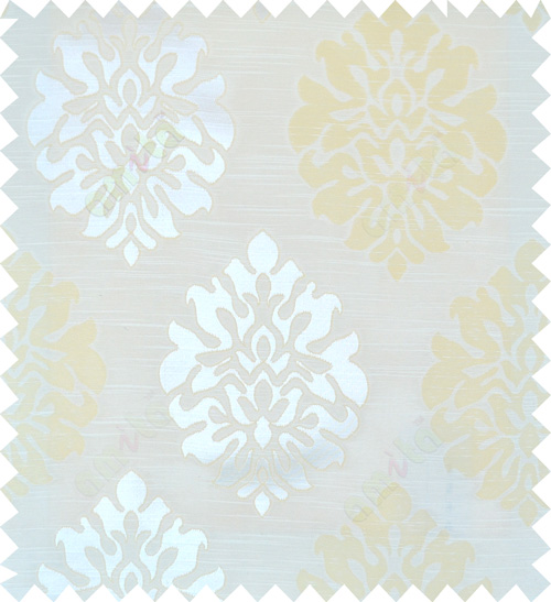 Beige yellow white colour traditional damask design polycotton main curtain designs
