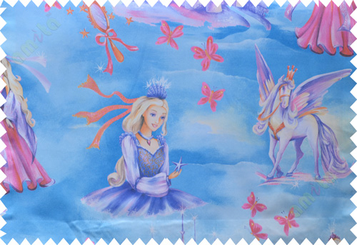 Kids blue pink barbie queen horse poly main curtain designs