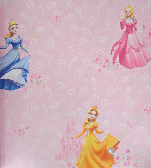 Kids pink blue rose barbie home décor wallpaper