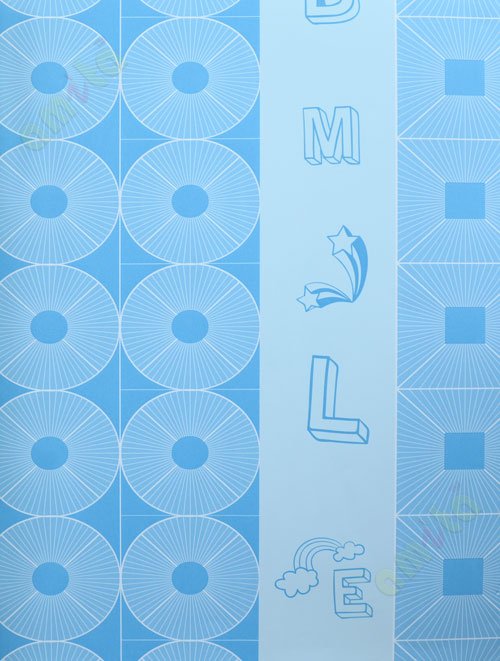 Blue whie geometric alphabets star home decor wallpaper