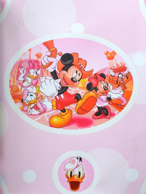 Pink red 3d micky mouse home décor wallpaper