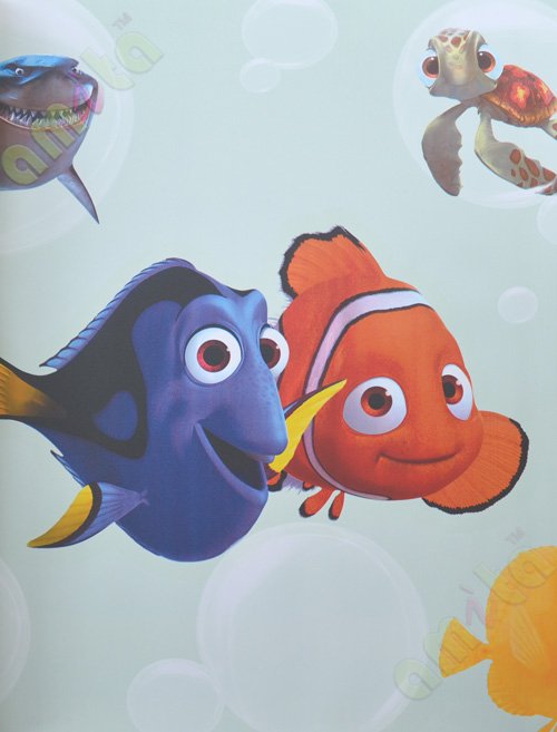 Blue red 3d nemo fish cartoon home décor wallpaper