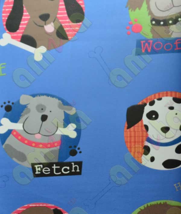 Blue red white black green dog with bone kids home décor wallpaper