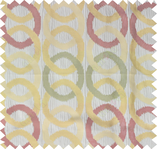 Yellow green red beige colour geometric circles poly main curtain designs