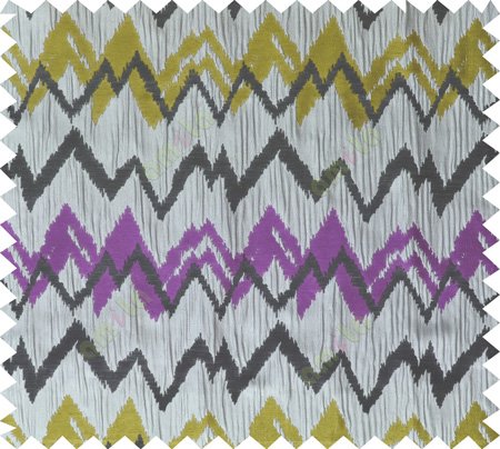 Purple grey black yellow color horizontal zigzag stripes poly main curtain designs
