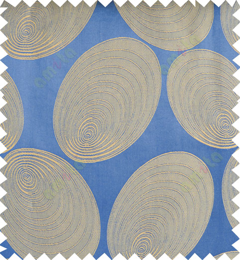 Blue yellow color geometric design polycotton main curtain designs