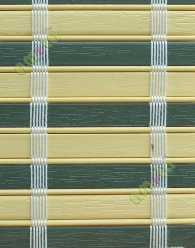 Beige and green color with white stripes PVC blinds