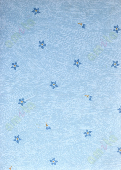 Blue yellow white color painting with small floral poly blackout roller blind   109391