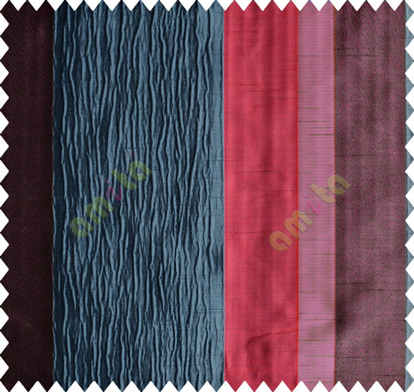 Navy Blue Worm Stripes with Black Red Purple Colour Stripes Poly Main Curtain-Designs