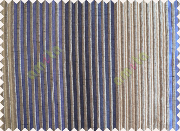 Blue Beige Grey Pipe Stripes Main Poly Curtain-Designs