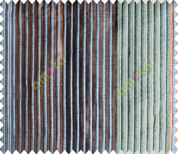 Gold Brown Silver Black Pipe Stripes Main Poly Curtain-Designs