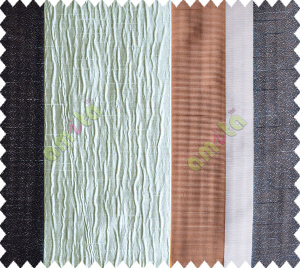 Grey Worm Stripes with Black Orange Beige Colour Stripes Poly Main Curtain-Designs