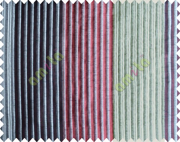Black Red Silver Grey Pipe Stripes Main Poly Curtain-Designs