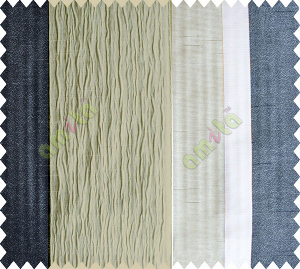 Grey Worm Stripes with Black Colour Stripes Poly Main Curtain-Designs