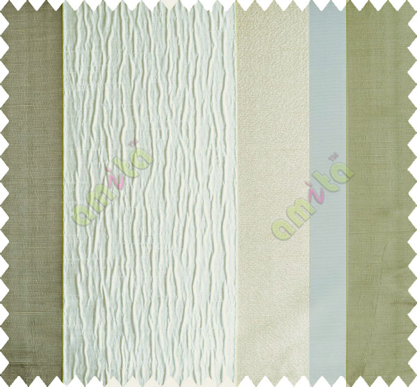 Half White Worm Stripes with Beige Khaki Colour Stripes Poly Main Curtain-Designs