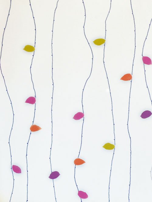 White green trendy hanging colourful leaf wallpaper