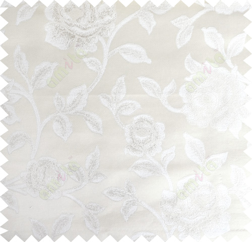 White beige color elegant roses thick fab polycotton main curtain designs
