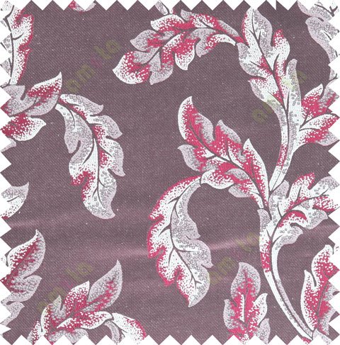 Maroon beige color seamless leaf pattern with thick fab polycotton main curtain designs
