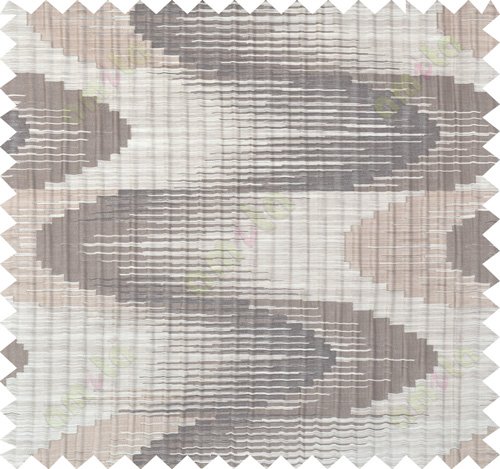 Brown beige colour wavy lines polycotton main curtain designs
