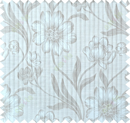 Beige brown colour natural floral design polycotton main curtain designs