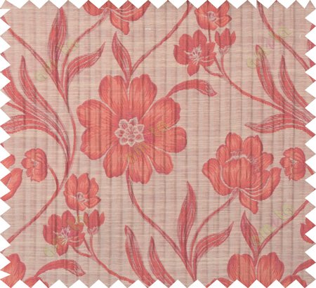 Maroon copper colour natural floral design polycotton main curtain designs